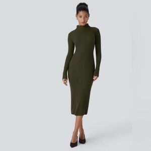 Halara Olive Green Ribbed Knit Dress